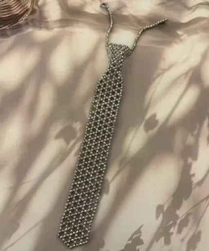 WHIMSY WEAVES Echo Necklace Tie - Silver Finish